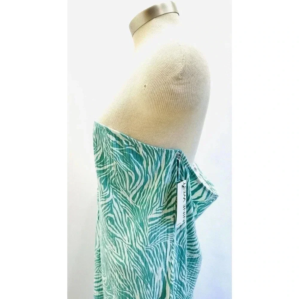NWT NINE WEST Women Sleeveless Pullover One Shoulder Green Blue Dress Plus Sz 3X - Picture 5 of 12